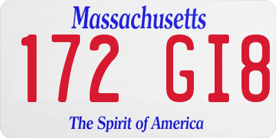 MA license plate 172GI8