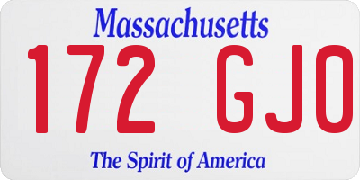 MA license plate 172GJ0