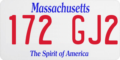MA license plate 172GJ2