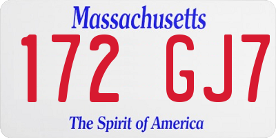 MA license plate 172GJ7