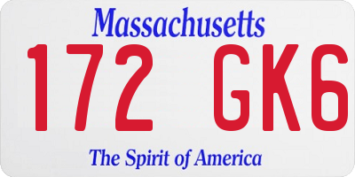 MA license plate 172GK6