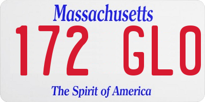 MA license plate 172GL0