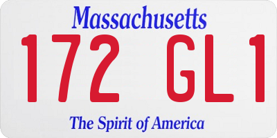 MA license plate 172GL1