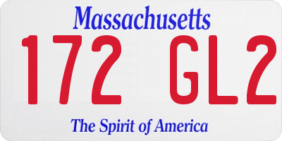 MA license plate 172GL2