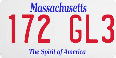 MA license plate 172GL3