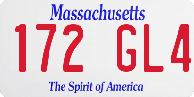 MA license plate 172GL4