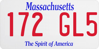 MA license plate 172GL5
