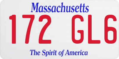 MA license plate 172GL6