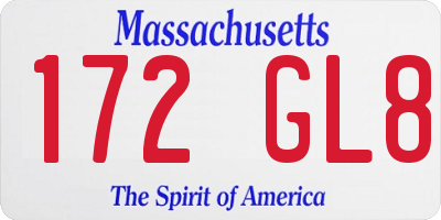 MA license plate 172GL8