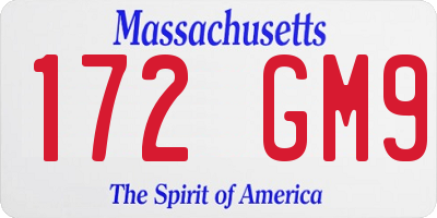 MA license plate 172GM9