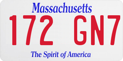 MA license plate 172GN7