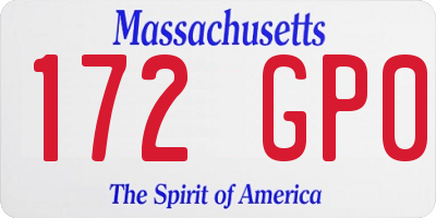 MA license plate 172GP0