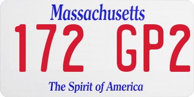 MA license plate 172GP2