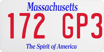 MA license plate 172GP3