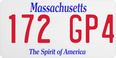 MA license plate 172GP4