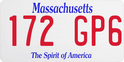 MA license plate 172GP6