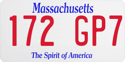 MA license plate 172GP7