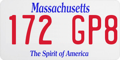 MA license plate 172GP8