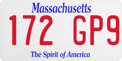 MA license plate 172GP9