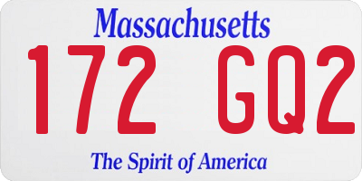 MA license plate 172GQ2