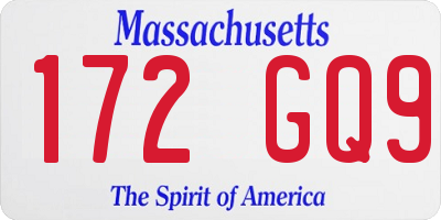 MA license plate 172GQ9