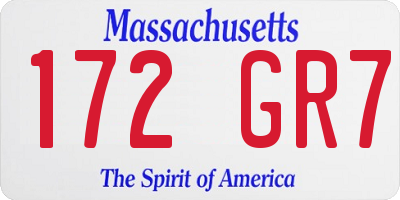 MA license plate 172GR7