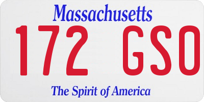 MA license plate 172GS0