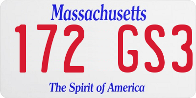 MA license plate 172GS3