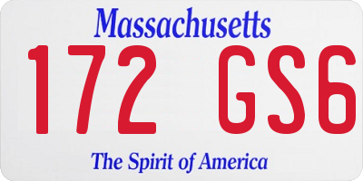 MA license plate 172GS6