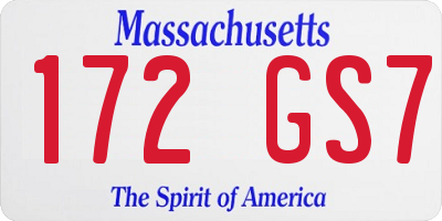 MA license plate 172GS7