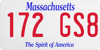 MA license plate 172GS8