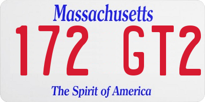 MA license plate 172GT2