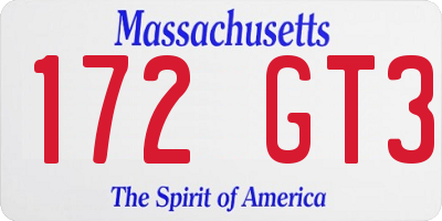MA license plate 172GT3