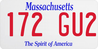 MA license plate 172GU2