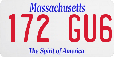 MA license plate 172GU6