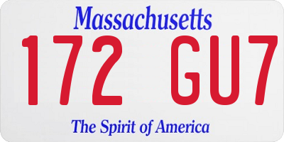 MA license plate 172GU7