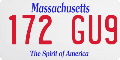MA license plate 172GU9