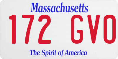 MA license plate 172GV0