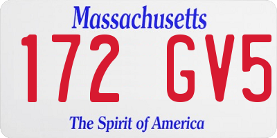 MA license plate 172GV5