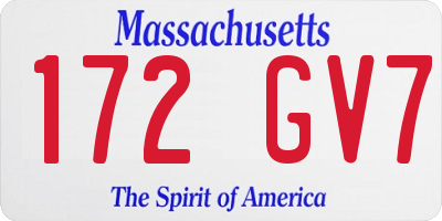 MA license plate 172GV7