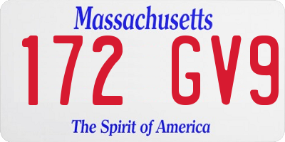 MA license plate 172GV9