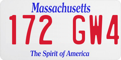 MA license plate 172GW4