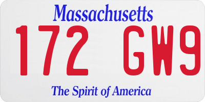 MA license plate 172GW9