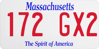 MA license plate 172GX2