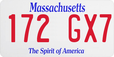 MA license plate 172GX7