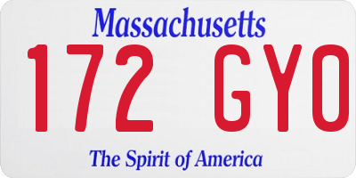 MA license plate 172GY0