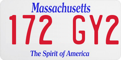 MA license plate 172GY2