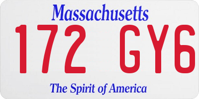 MA license plate 172GY6