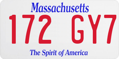 MA license plate 172GY7