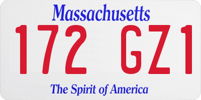 MA license plate 172GZ1